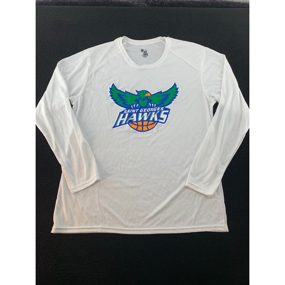 Saint Georges Hawks Basketball Long Sleeve‎ Athletic Shirt Badger Sport White